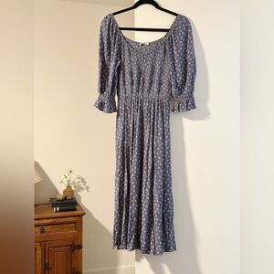 Neuflora Everett Ditsy Floral Smocked Midi Dress Size Small
